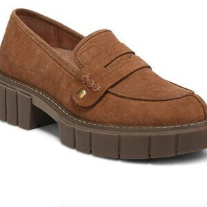 Vionic Elodie Nubuck Brown Lug Sole Loafers Size 6.5